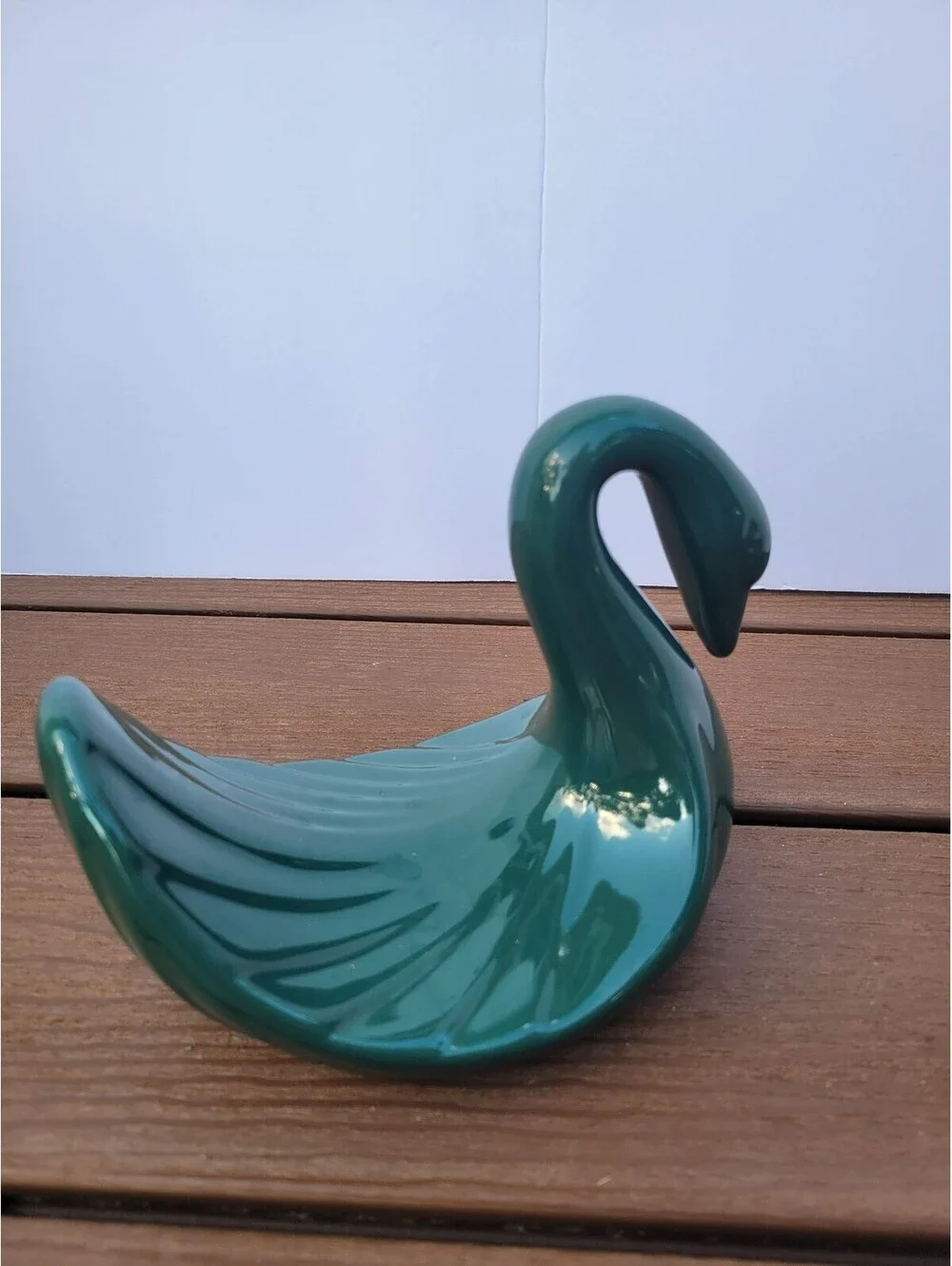 Green Ceramic Swan MCM Towel Soap Holder Bathroom Vtg Hollywood Regency